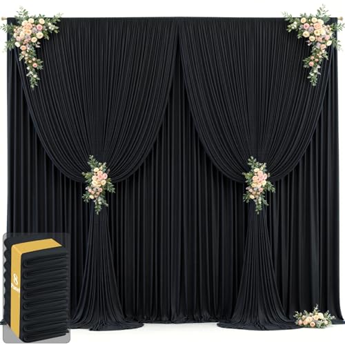 40ft x 12ft Black Wrinkle-Free Backdrop Curtain