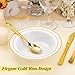 BESTSTAR 100 Pack Disposable Soup Bowls with Gold Rim, 12oz Premium Heavy Duty Plastic Dinner Bowls for Party, Wedding and Holiday