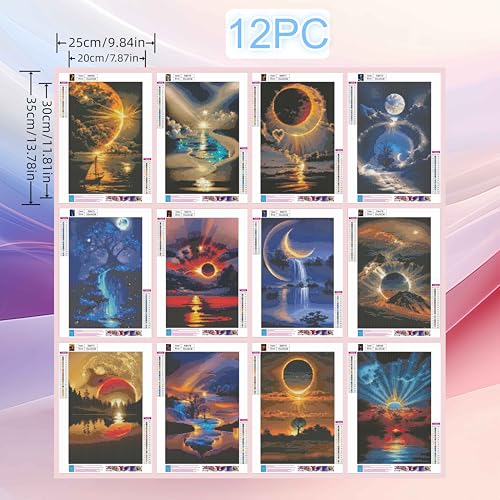 12 Pack Sunset Diamond Art Kits for Adults,5D Diamond Painting Sets by 5DDIYART - Used condition - Image 2