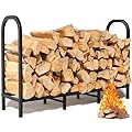 GREENER 4FT Firewood Rack Indoor - Heavy Duty Wood Racks Indoor for Firewood Log Rack Adjustable Metal Log Holder Wood Stand Stacker Fireplace Fire Wood Holder Carrier Organizer-31''H