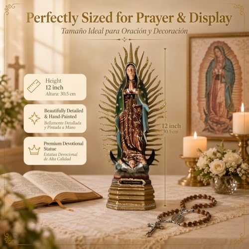 Estatua Virgen de Guadalupe de 8 pulgadas en resina miniatura 3