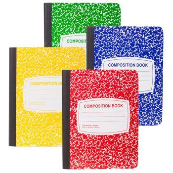 Colorful Composition Notebooks 4 Pack ( Green, Red, Yellow and Blue) by JOT