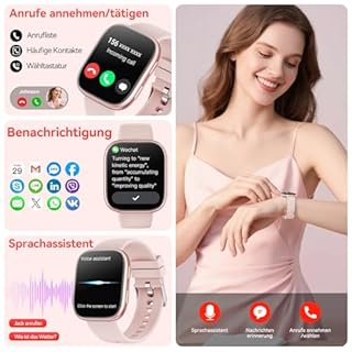Smartwatch Damen Herren, 1.83" HD Fitnessuhr mit Telefonfunktion, Fitness Tracker mit SpO2 Pulsmesser Schlafmonitor Schrittzähler, 100+ Sportmodi Sportuhr, IP68 Wasserdicht Smart Watch für Android iOS