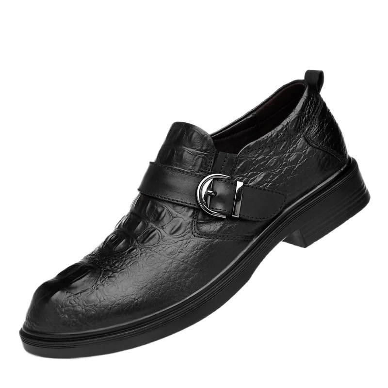 Monk Oxford Dress Shoes for Mens Comfort Orthopedic Evening Outdoor Italian Leather Round Toe Anti-Slip Slip Resistant Rubber Sole Shoe for Business Office Party Wedding Slip On