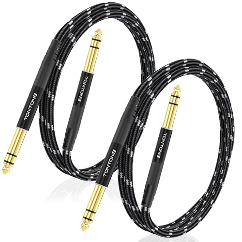 TONTONE 1/4 Inch TRS Cable 2-Pack 3.3FT, Quarter Inch 6.35mm Balanced Stereo Audio Cable, 1/4 to...