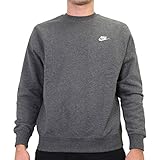 Nike Men's NSW Club Crew, Charcoal Heather/White, X-Large