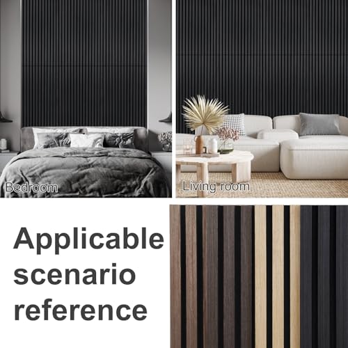 Image of Wood Panels for Wall Acoustic Slat Wall Panels 4-Piece 47.2 inchx23.6 inch 3D Fluted Sound Absorbing Panel for Interior Wall Decor and Ceiling - Black