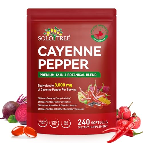 Cayennepfeffer-Softgels mit Rote Beete Weißdorn Traubenkern und Kurkuma mit den Vitaminen D3 K2 und E unterstützt die Durchblutung die Gesundheit der Beine und die Herzfunktion 240 Softgels