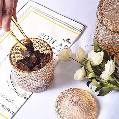 18CM10CM big European yellow crystal glass storage 600ML jars sugar cans diamond candy box cotton swabs box cotton pad home - (Color: set 2 size)