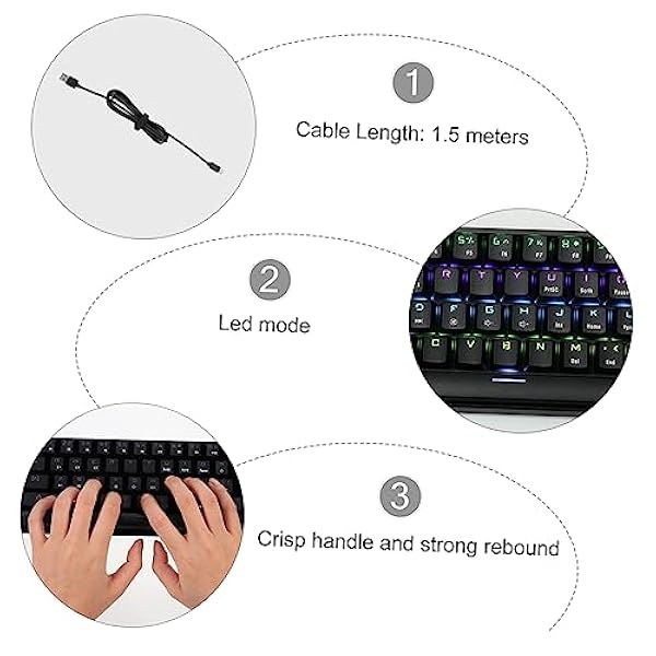 UKCOCO 61 Mechanisch Toetsenbord Mechanische Toetsenborden Computer Toetsenborden USB Toetsenbord Full Size Toetsenbord PC Laptop Toetsenbord Kantoor Toetsenbord Backlight Toetsenbord