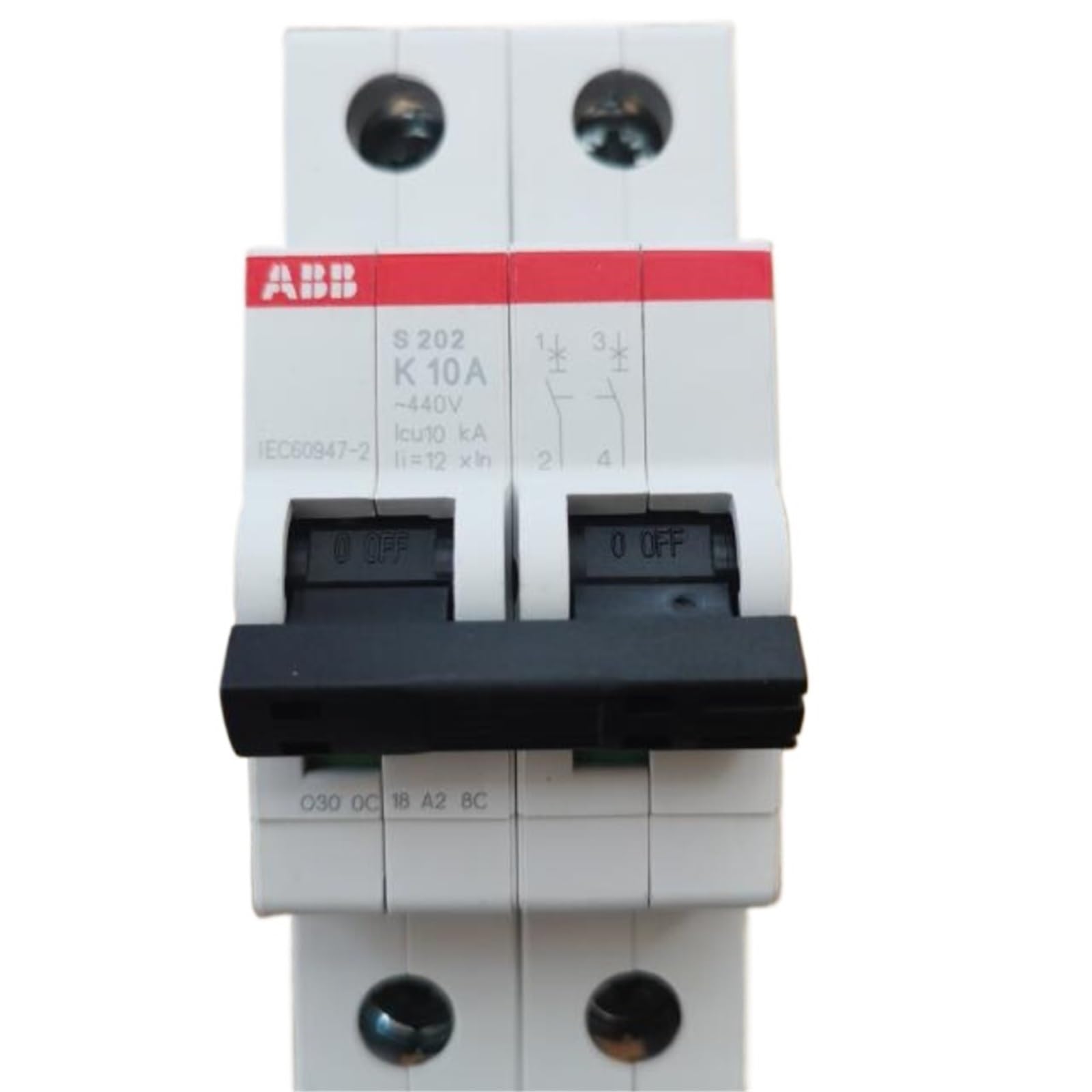 Disjoncteur miniature S202-K10 2P courbe K pour éviter les déclenchements intempestifs