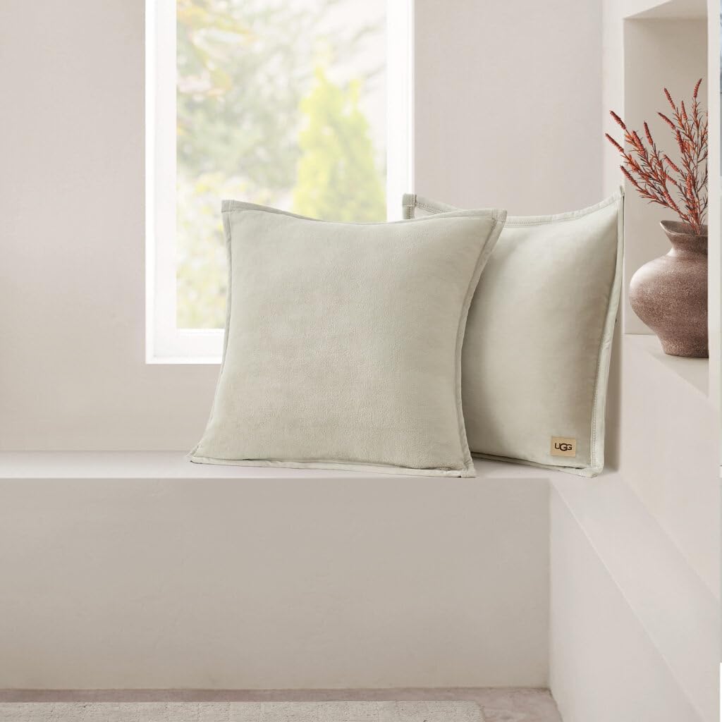UGG Coco 2-Pack Decorative Pillows - Soft & Plush Throw Pillow Inserts with Throw Pillow Covers - Perfect for Sofa, Bed, Living Room Decor or Home Decor, 20" x 20", Ivory Shoreline