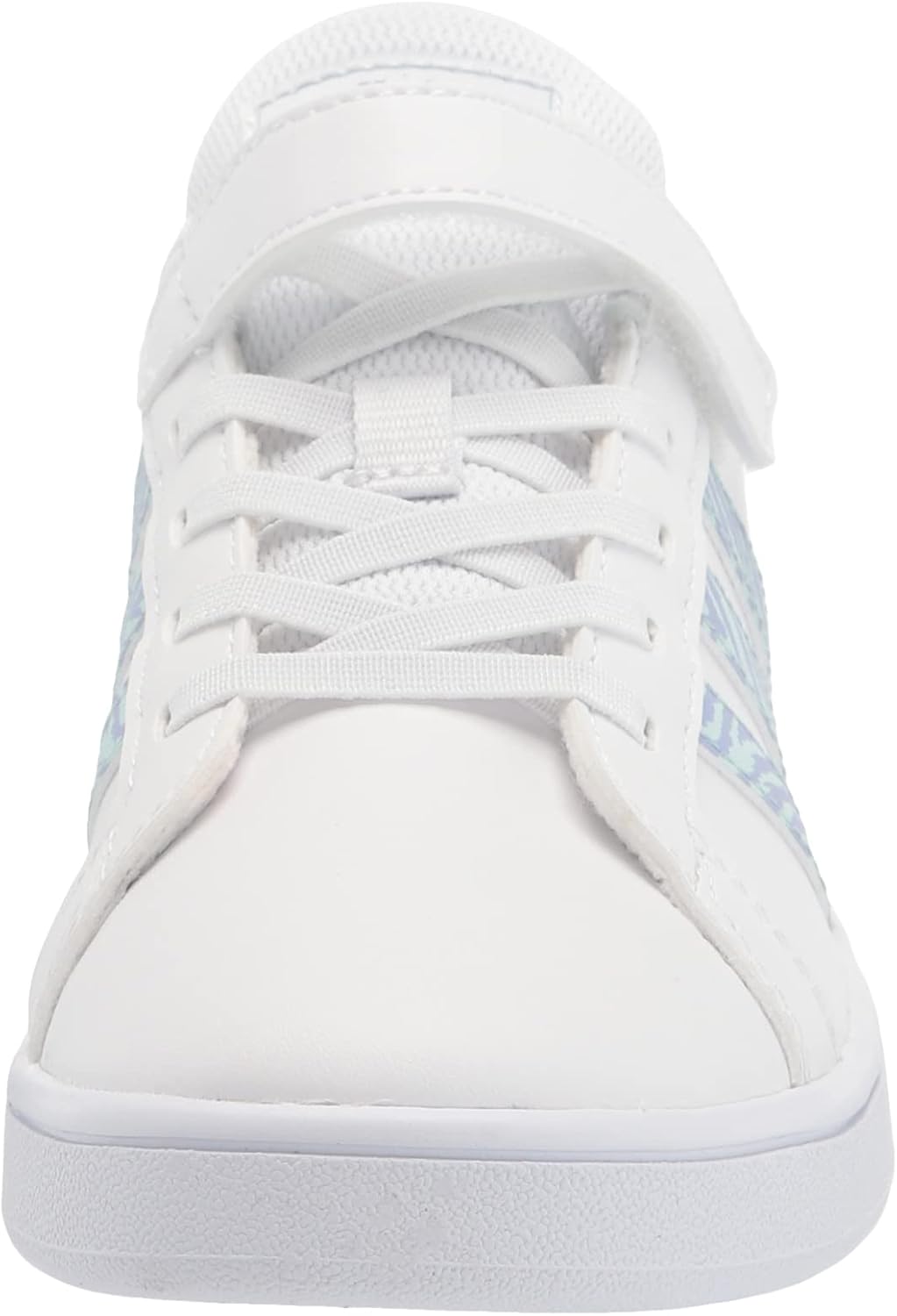 adidas Grand Court Tennis Shoe, White/White/Vision Metallic (Hook and Loop), 1 US Unisex Little Kid