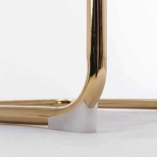 Miniatura 7 de Polibi Juego de 2 sillas de comedor modernas con base de metal dorado, sillas de cocina sin brazos de tela de pana con acolchado de canal, sillas