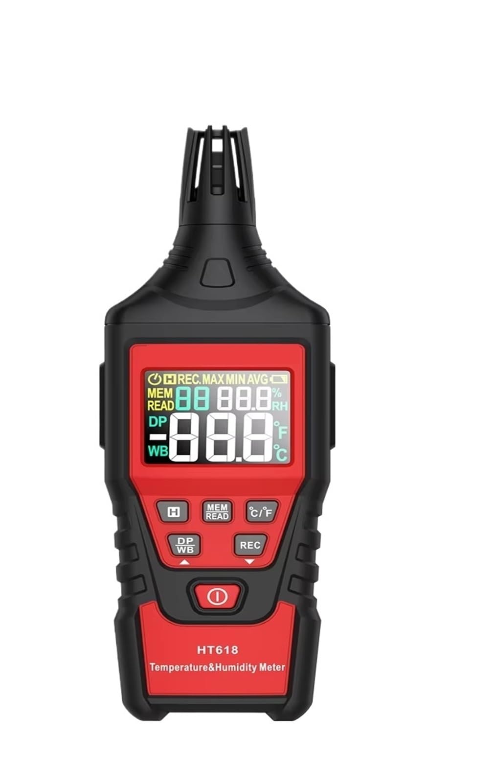 Termómetro psicrómetro digital HT618, higrómetro, medidor de temperatura y humedad retroiluminado for uso en interiores y exteriores