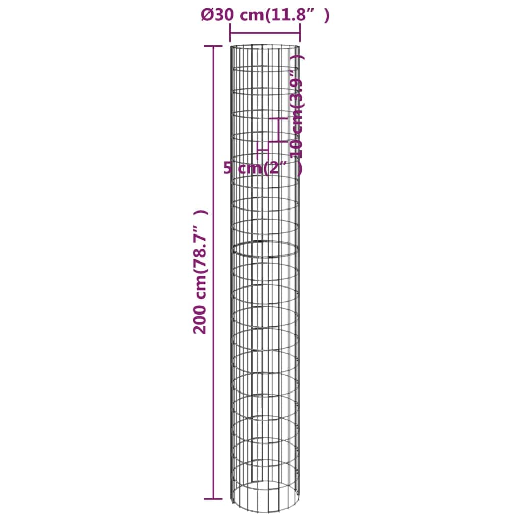 vidaXL 3X Gabionen Hochbeet Steinkorb Pflanzkorb Gabionenkorb Pflanzkasten Pflanzkübel Pflanzbeet Gartene Rund Verzinkter Stahl Ø30x200 cm