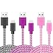 OKRAY 3 PCS 10ft 3M Durable Braided Nylon Tangle-Free Micro USB 2.0 Charger Charge Cable Sync Charging Cord for Android, Samsung, HTC, Google Nexus, Sony, Nokia and More (Black Green Hot Pink)