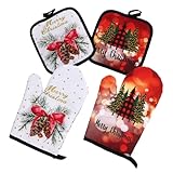 PEPLAYTAL Hitzebeständige Ofenhandschuhe und Topflappen Teilig rutschfest Isolierend Mikrowellen und Backofenhandschuhe mit Farblich Abgesetzter Kante Schutz vor Zufällige