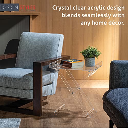 Designstyles Acrylic Folding Tray Table – Modern Chic Accent Desk - Kitchen And Bar Serving Table - Elegant Clear Design #TOP4