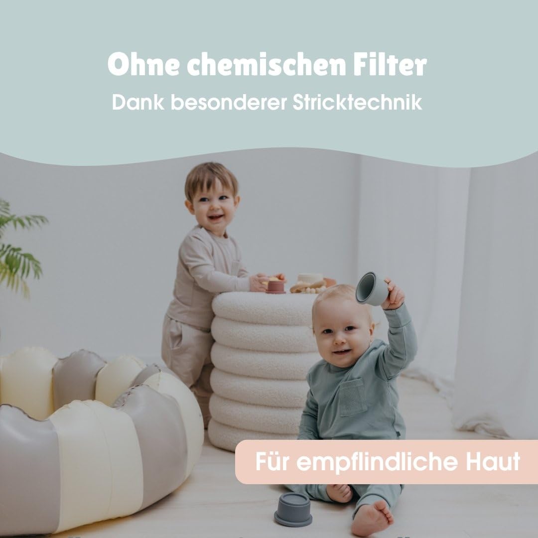 emma & noah UV-Oberteil Langarm für Babys & Kleinkinder, UPF 40+, geprüft nach DIN EN 13758, ohne Chemie, aus Bio-Baumwolle & Bambus-Viskose