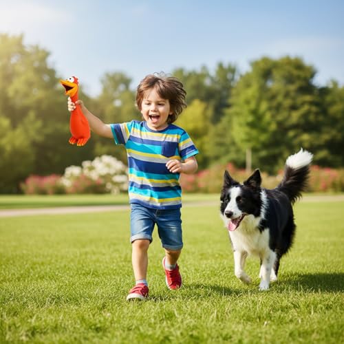 JcvPot Hundespielzeug Unzerstörbar, 2 Pack Quietschspielzeug Hund, Ente Hundespielzeug, Gummihuhn, Anti Stress Ente Für Hunde, Rot Und Blau, Für Kleine Und Mittelgroße Hunde