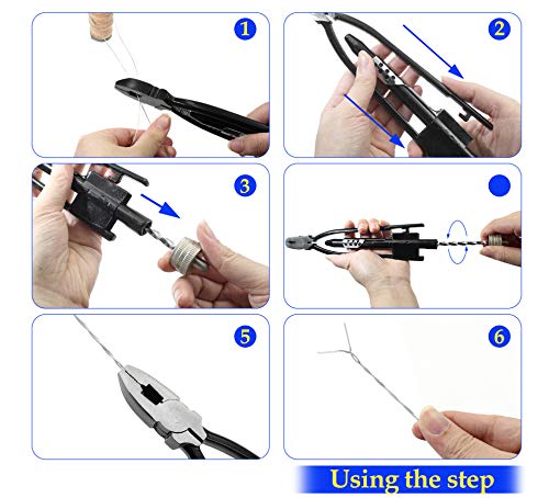 Image of Bonsicoky 2 Pieces Aircraft Safety Wire Twisting Pliers Set 6 inch & 9 inch | Heavy Duty Wire Twister, Includes 2 Pieces 50 FT Fuses, Quick Lock Fasteners, For Aircraft, Machinery, Vehicles