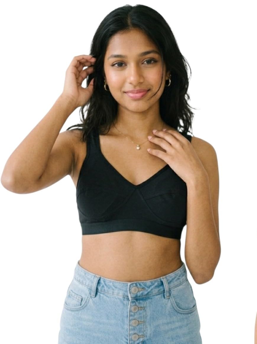 Women's & Teen Girls Non-Padded Seamed Sports Bra | Wirefree Everyday Cotton Bralette | Comfortable Slip-On Crop Top (Pack of 1)-image-11