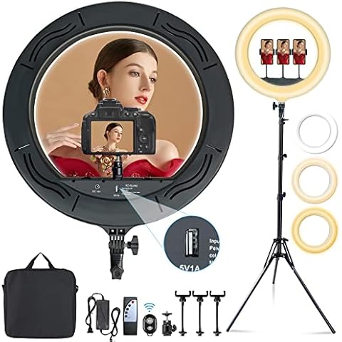 【MOUNTDOG 18" Ring Light Kit 55W Bluetooth LED Ringlight Lighting with Tripod Stand Dimmable 3200K/5500K YouTube Circle Lighting Ringlights for Makeup Video Photography Blogging Portrait】 Cover