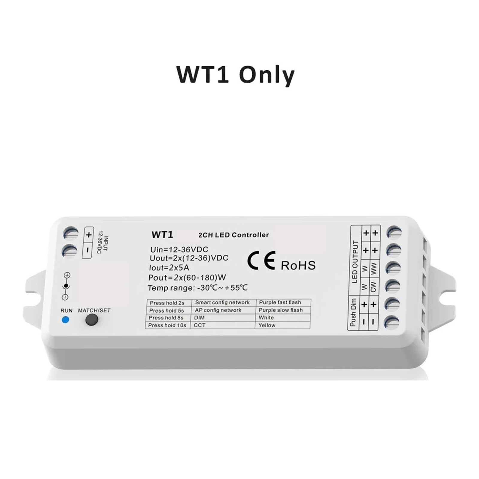 LED-Licht mit Dimmerschalter 12 V DC 2,4 G WW CW-Controller(WT1 Dimmer Only)