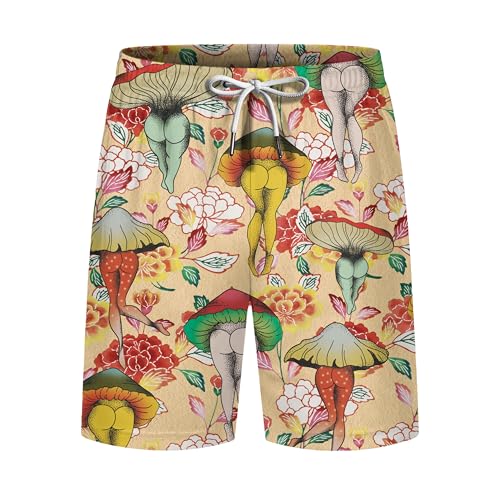 Funny Holiday Pattern Hawaiian Shorts for Men Colorful Swim Trunks Hawaiian Mens Shorts N14