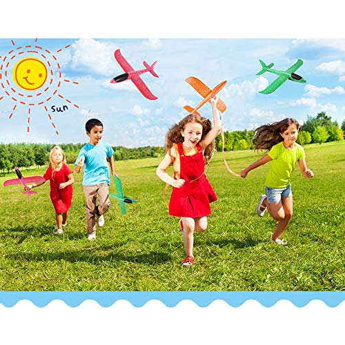 Huture 2 Stücke 15 Zoll Styroporflieger Flugzeug Kinder Flugzeug Spielzeug Outdoor Wurf Segelflugzeug Schaum Flugzeug Spielzeug Glider Rot Grün Flugzeug Geschenk für Junge Mädchen Kindergeburtstag