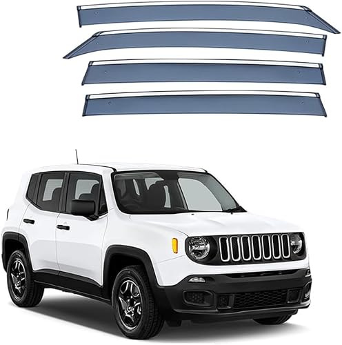 Fengxh Normal 4Pcs Smoke Tint Car Window Deflectors For Jeep Renegade Mk1 2014-2023