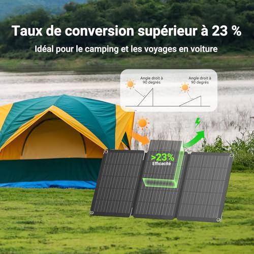 Panneau Solaire Téléphone 30W Pliable pour ne Jamais Manquer de Batterie
