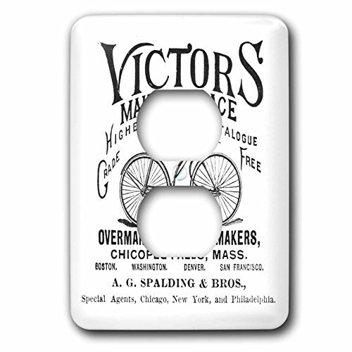 Plaque double prise vintage bicyclette noire et blanche pour salon rétro