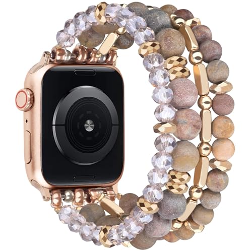 VISOOM Beaded Boho Bracelet Compatible for Apple Watch Band 40mm/38mm/41mm/42mm Iwatch Series 11 10 9 8 7 SE Series 6/5/4 Women Fashion Cute Handmade Crystal Beads Watch Strap for iPhone Bands 3/2/1 - Image 5