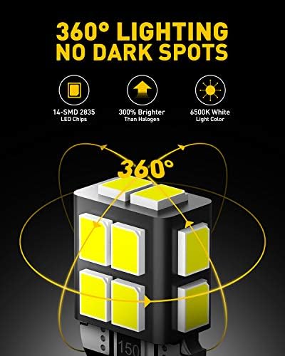 AUXITO 194 LED Bulb 6000K White 168 2825 W5W T10 Wedge 14-SMD Interior Car Bulbs Replacement for Dome Map Door Courtesy Trunk License Plate Parking Lights, 10 PCS