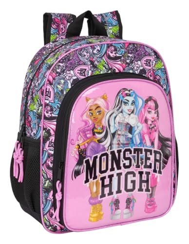 safta MONSTER HIGH DRAMA - Zaino Scuola per Bambini, Adattabile al Carrello, Ideale per Scolari, Comodo e Versatile, Qualità e Resistenza, 32 x 12 x 38 cm, Multicolore, M, Casual, multicolore, M,