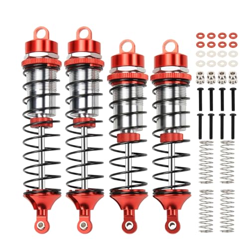 RACWD Gorgon Big Bore Shocks Set for ARRMA 1/10 Shocks Absorbers Damper with Extra hard Spring Front Rear Upgrade Parts #ARA330833#ARA330756 Red