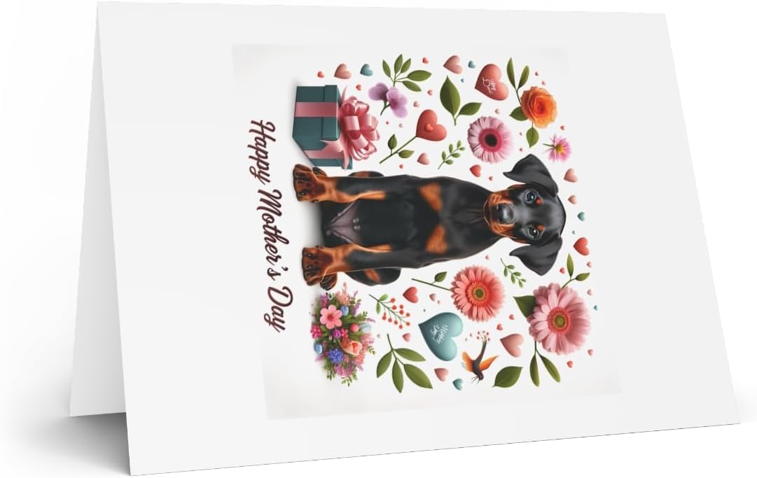 DistinctInk Greeting Card/Note Card - Doberman Pinscher Puppy Mother's Day - PACK of 25
