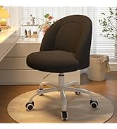 DurayLoly Vanity Chair with Back, Cute Desk Chair with Wheels, Armless Office Chair Height Adjust...