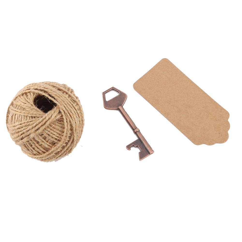 Ouvre-bouteille clé souvenir de mariage et fête avec ficelle de chanvre personnalisable