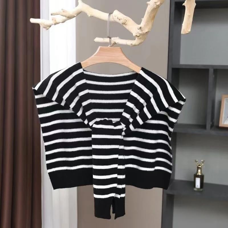 Image of WaJuemy Sweater Shawl Wraps for Women Sweater Knitted Knotted Shawls Travel Casual Scarf Cape Shoulder Tops Fashion Wrap