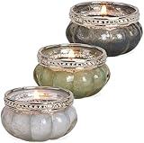 Tolle Windlichtgläser als Set 3 teilig, Teelichtset aus strukturierten Glas, Perlmutt Farbverläufe, 3 Verschiedene Glasdesigns im nostalgischen Stil, hoher Neidfaktor, für Zuhause oder als Geschenk