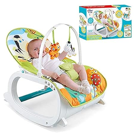 HOS Newborn to Toddler Rocker Cum Reclining Chair with Removable Tray & Soothing Vibrations and Music (Pink Giraffe) - Set of 1