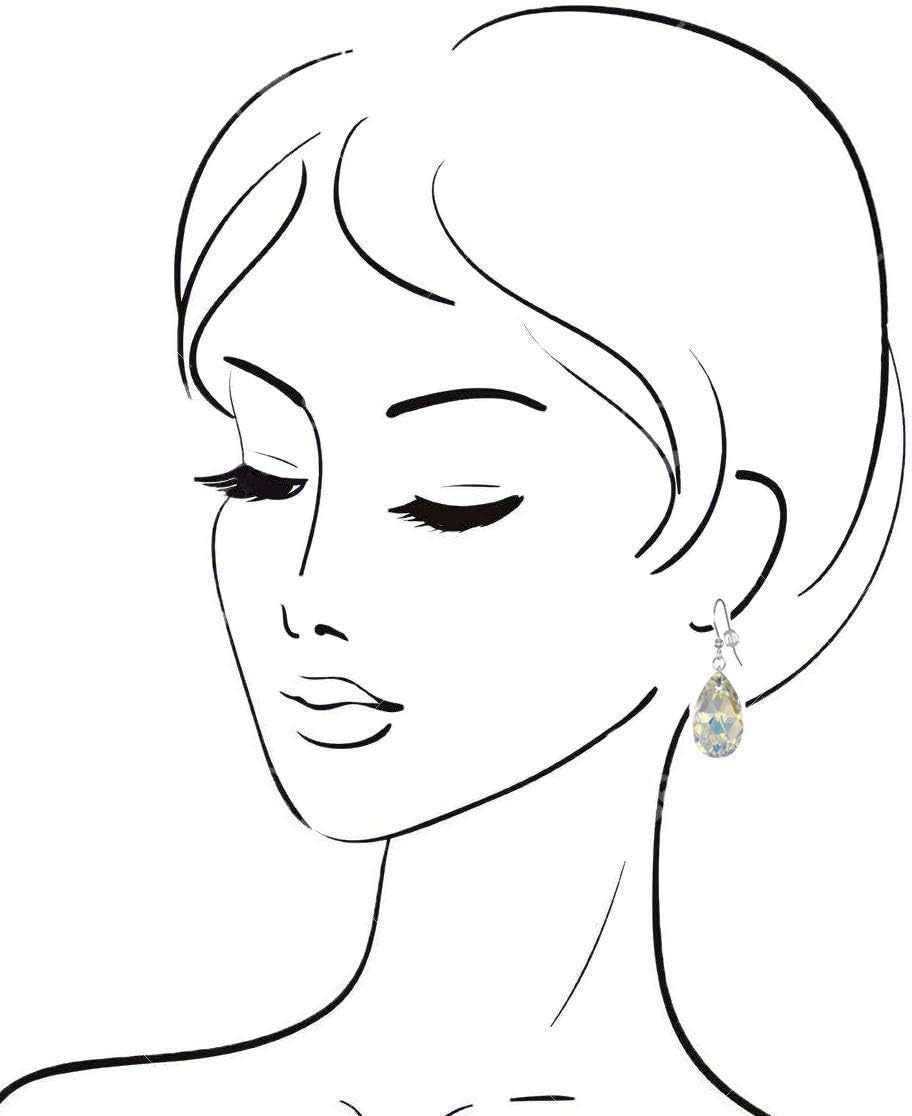 Sparkling Austrian Crystal 22mm Aurora Borealis (AB) Teardrop Pear Dangle Earrings, Sterling Silver, Pierced or Clip On, Hypoallergenic Gold or Silver, Gift for Her