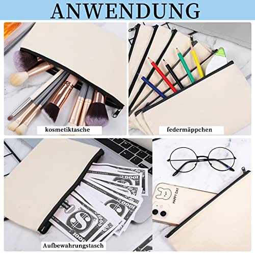 Yoosso 8 Stücke DIY Blanko Stoffbeutel, Stoffbeutel zum Bemalen, Mäppchen zum bemalen, Segeltuch Kosmetiktasche, Taschen Zum Bemalen Kinder, Schulmäppchen für Arbeit Schule Reisen, 21 x 12 cm