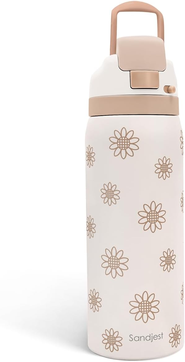 Sunflower Insulated Stainless Steel Water Bottle with Straw for Sports and Travel, 32oz, Gifts for Women Girls Friends Teens Birthday Christmas