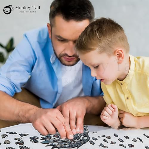 Image of MONKEYTAIL Whimsy Wooden Jigsaw Puzzle for Adults & Kids - Laser-Cut Pieces, 3D Puzzle Box as Birthday Gift for Boys & Girls - Brain Teaser, Home Decor & Family Game (TRBL, Size: Large)