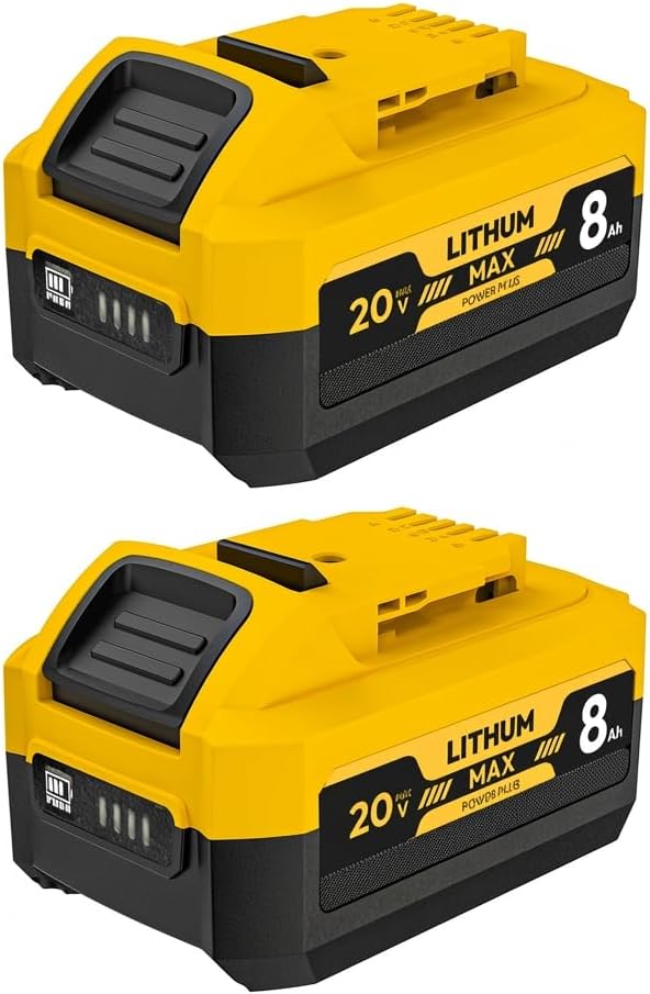 YBT 100% True 8Ah 20V 2Pack Replacement Compatible with DW20v Max Battery - Compatible with DW20v Tools DCB206 DCB205 DCB204 DCB203 DCB201 DCB200 Series