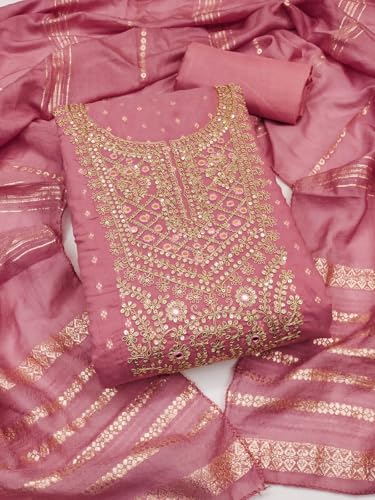 Image of LATEST DRESS MATERIAL FOR WOMEN FEBRIC TYP CHANDERI SILK
